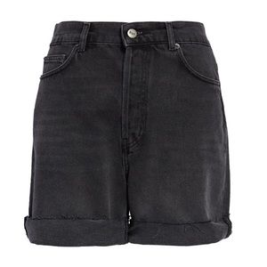 Reformation Black High-Rise Cuffed Jean Shorts